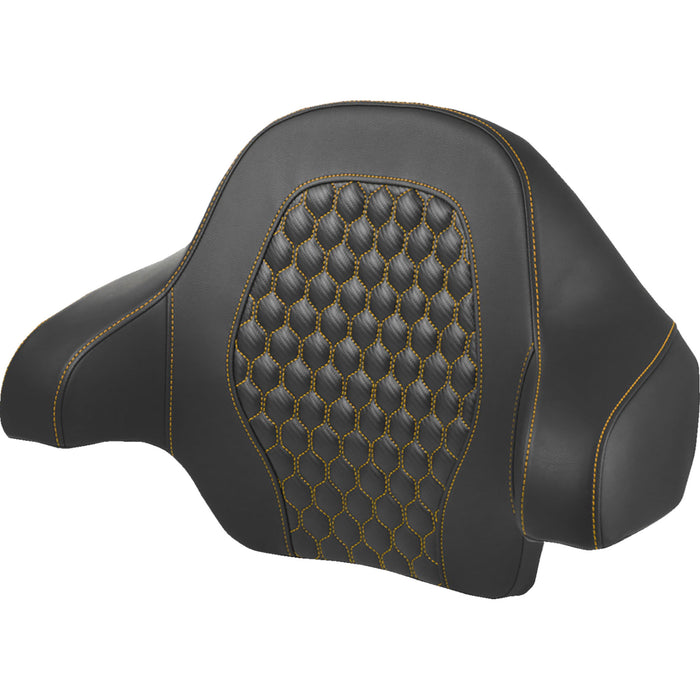 SADDLEMEN 0822-0596 814-07-15107 Tour Pack Backrest Pad - Honeycomb - Gold Stitching - FL 14-24