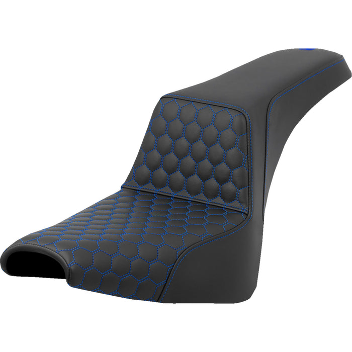 SADDLEMEN 0802-1578 A818-30-177BLU Honeycomb Step-Up Seat - Blue Stitching - FXBB/FXST '18-'24