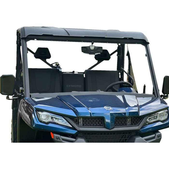 SEIZMIK 0640-1727 56-18032KIT Halo R Rear View Mirror with Cast Aluminum Bezel/LED Cabin Light - CF Moto Mirror - Halo R - Rear View w/LED Cabin Light - Rectangle - Black w/Silver Bezel - Each - CF Moto