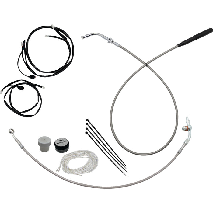 FAT BAGGERS INC. 0662-1338 149916-C EZ Install Kit 16" handlebars - upper clutch - braided stainless steel/chrome