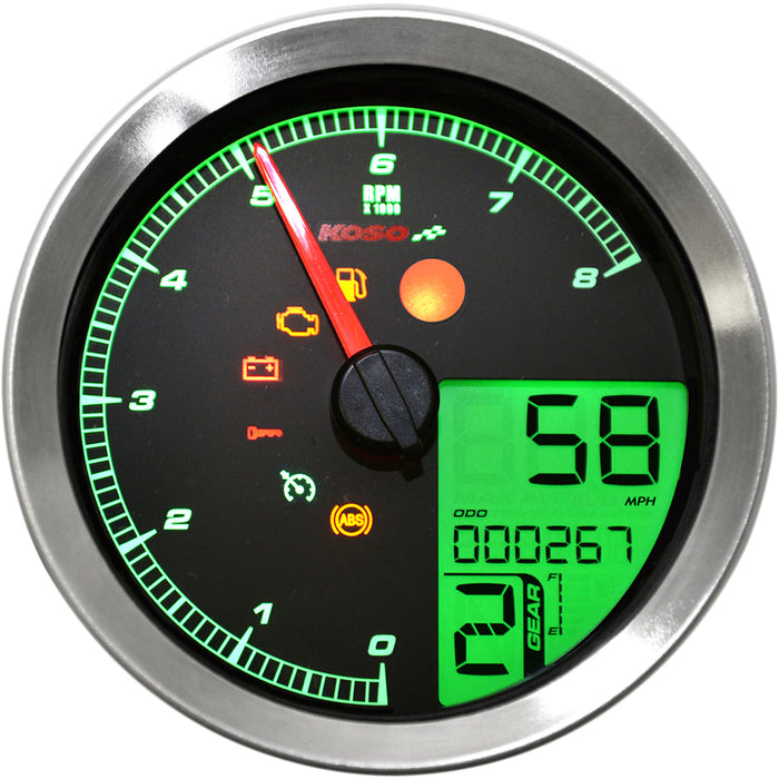 KOSO NORTH AMERICA 2211-0171 BA051221 HD-04 Speedometer/Tachometer Multi-Function Speedometer/Tachometer - HD-04 - Chrome
