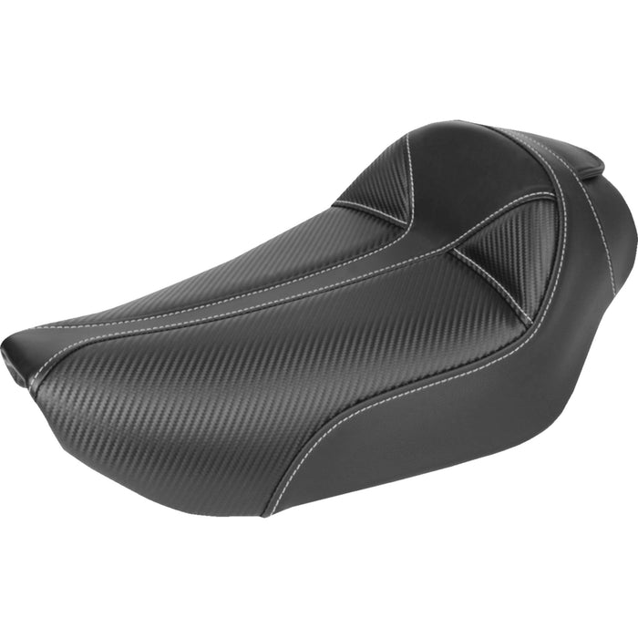 SADDLEMEN 0803-0498 896-04-0042 Dominator Solo Seat - w/o Backrest- Black w/ Gray Stitching - FXD/WG '96-'03