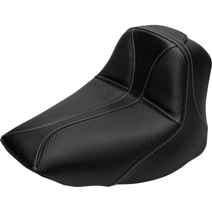 SADDLEMEN 0802-0802 806-15-0042 Dominator Solo Seat - w/o Backrest - Black w/ Gray Stitching - FLSTC/N '06-'17