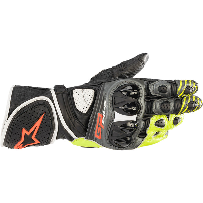 ALPINESTARS GP Plus R v2 Gloves Metallic - Gray/Black/Fluo Yellow/Fluo Red