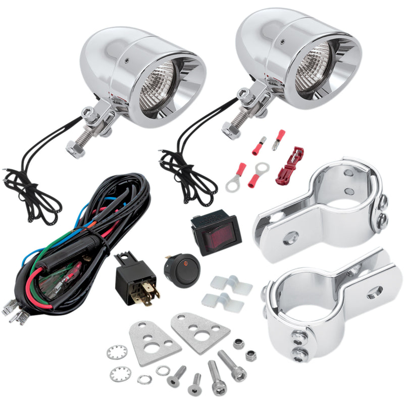 SHOW CHROME 2001-1342 55-365 Highway Bar Mini Driving Lights Kit — Halogen Halogen Mini Driving Lights Kit - Chrome