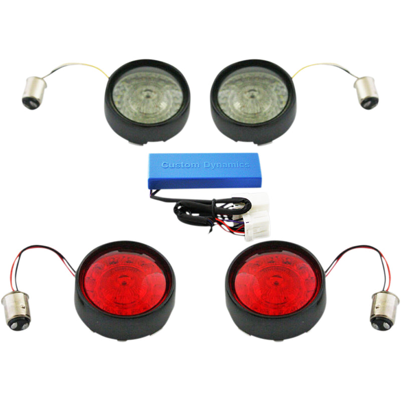 Custom Dynamics Bullet Bezel Turn Signal Assembly - PB-HD-BB-B For Harley Motorcycles 2002-2013
