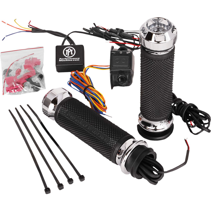 PERFORMANCE MACHINE (PM) 0631-0278 0063-2093-CH Apex Heated Grips - TBW - Chrome
