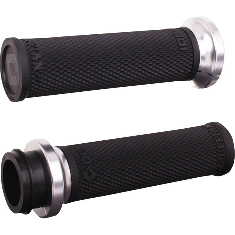 ODI Ruffian Lock-On Street Grips Indian TBW Black Silver - V30ITWB-S For Indian 2018-2024