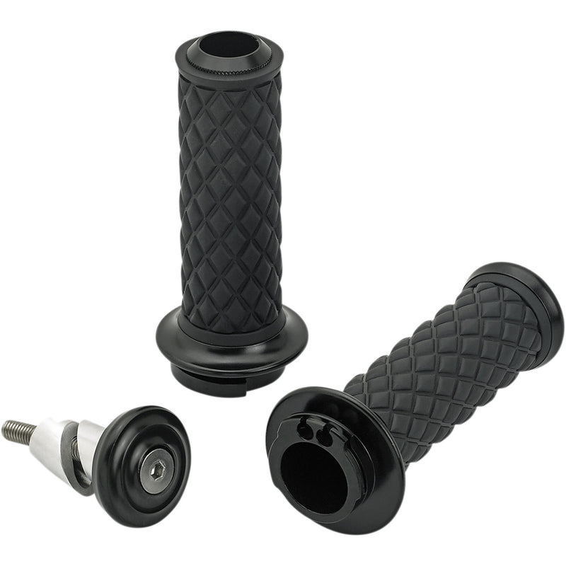 BILTWELL 0630-2320 6604-201-01 Alumicore Grips Grips - Alumicore - Dual Cable - Black