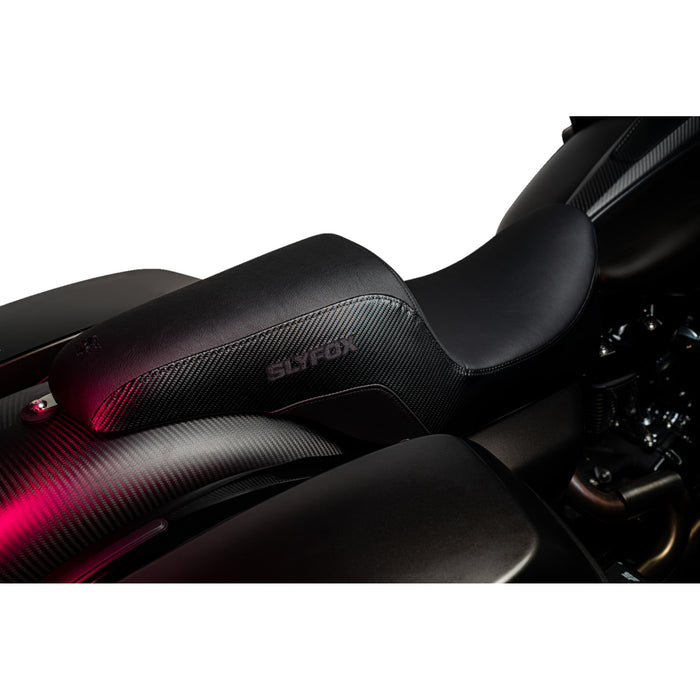 SLYFOX 0801-1614 0801-1614 The Drifter Seat - Black Logo - Smooth Vinyl - Carbon Fiber - FL '08-'23