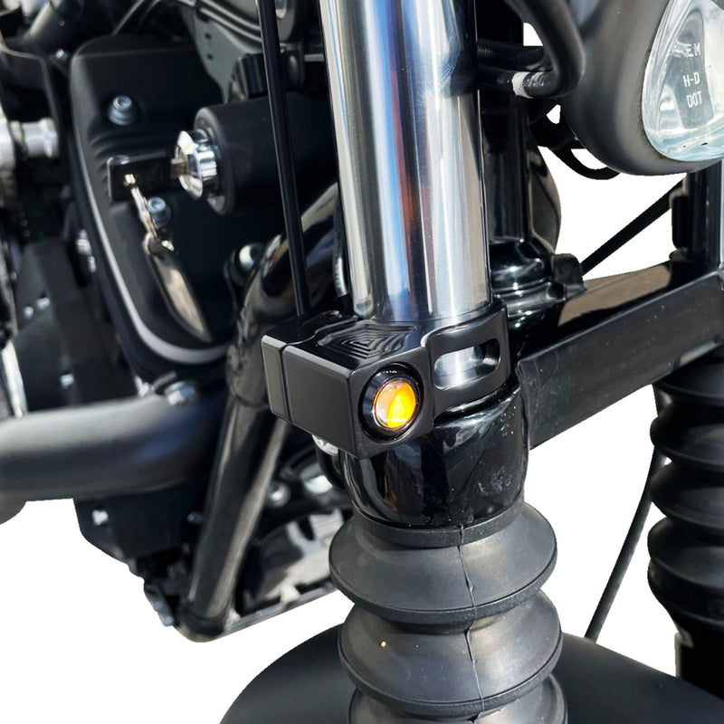 JOKER MACHINE 2020-2142 05-220-1 Fork Mount Turn Signals - 39 mm - Amber - Black