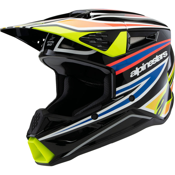ALPINESTARS Youth SM3 Wurx Helmet - Gloss Black/Yellow Fluo/Blue/Red
