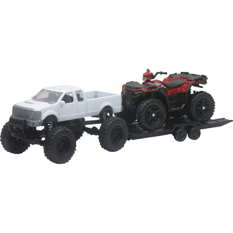 NEW RAY TOYS 7001-0017 50086 Mini Offroad Truck with ATV Pick Up w/ Polaris Sportsman XP1000 - Black/White/Red