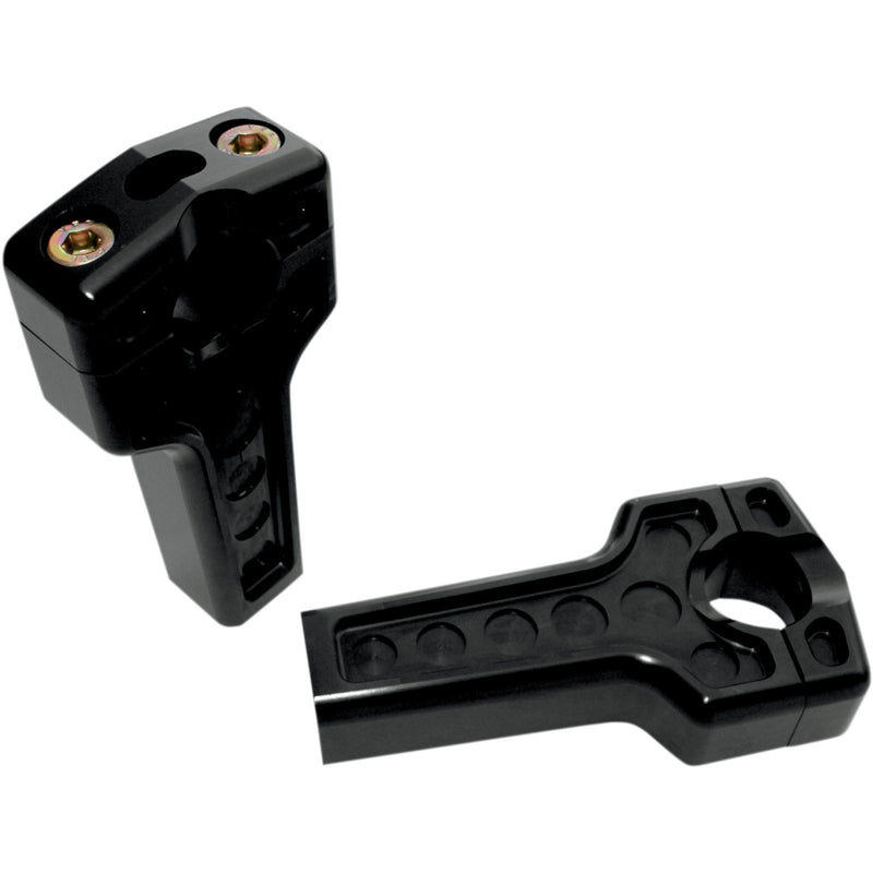 JOKER MACHINE 0602-0379 03-864B Dual Handlebar Riser Clamp Assembly - Risers - Dual - 4" - Harley Davidson - Black