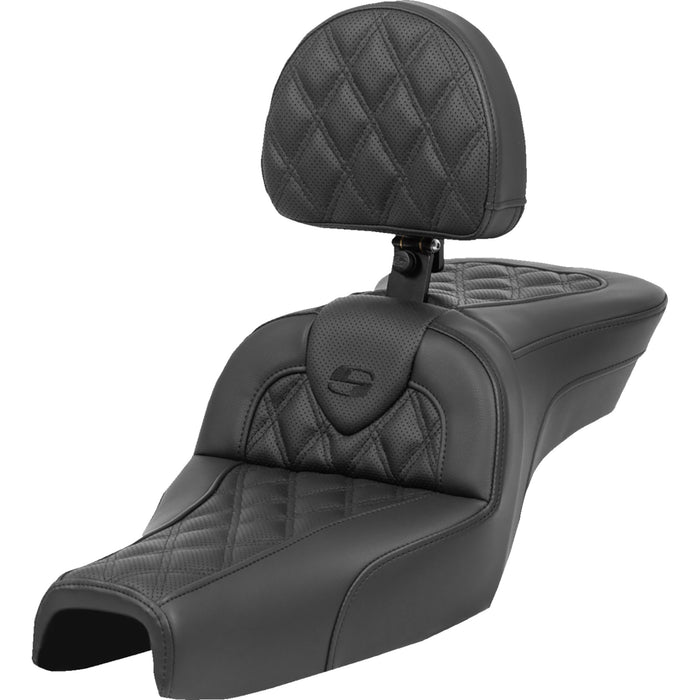 SADDLEMEN 0804-0791 807-03-182BR Roadsofa™ Standard Reach Seat - with Backrest - Lattice Stitch - XL '04-'22