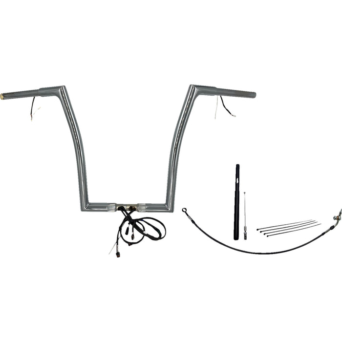 FAT BAGGERS INC. 0601-6133 712916 EZ Install Wired 1-1/4" Flat Top Handlebar Kit - 16" - Chrome