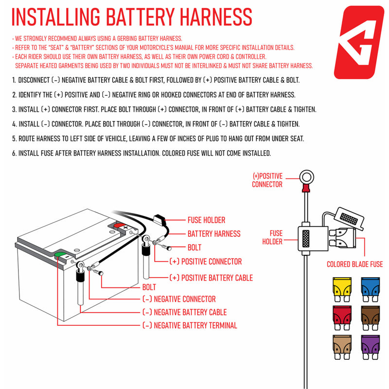 GERBING HEATED CLOTHING 2120-1392 G1215U-ACC-903-001-1 Battery Harness Harness - 12 V - Battery
