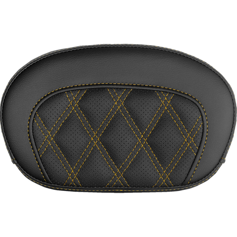 SADDLEMEN 0822-0737 061018407 Mini Contour Sissy Bar Pad lattice stitch - gold stitch