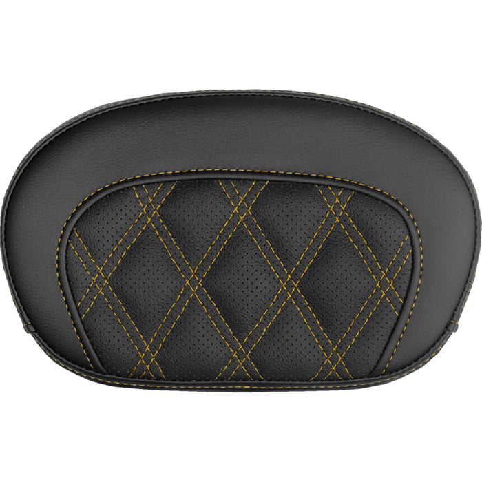 SADDLEMEN 0822-0737 061018407 Mini Contour Sissy Bar Pad lattice stitch - gold stitch