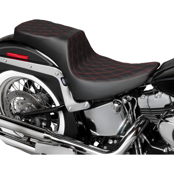 DRAG SPECIALTIES 0802-1643 Performance Predator 2-Up Seat - Predator III 2-Up Seat - Vinyl - Double Diamond - Red Thread - FL '00-'17