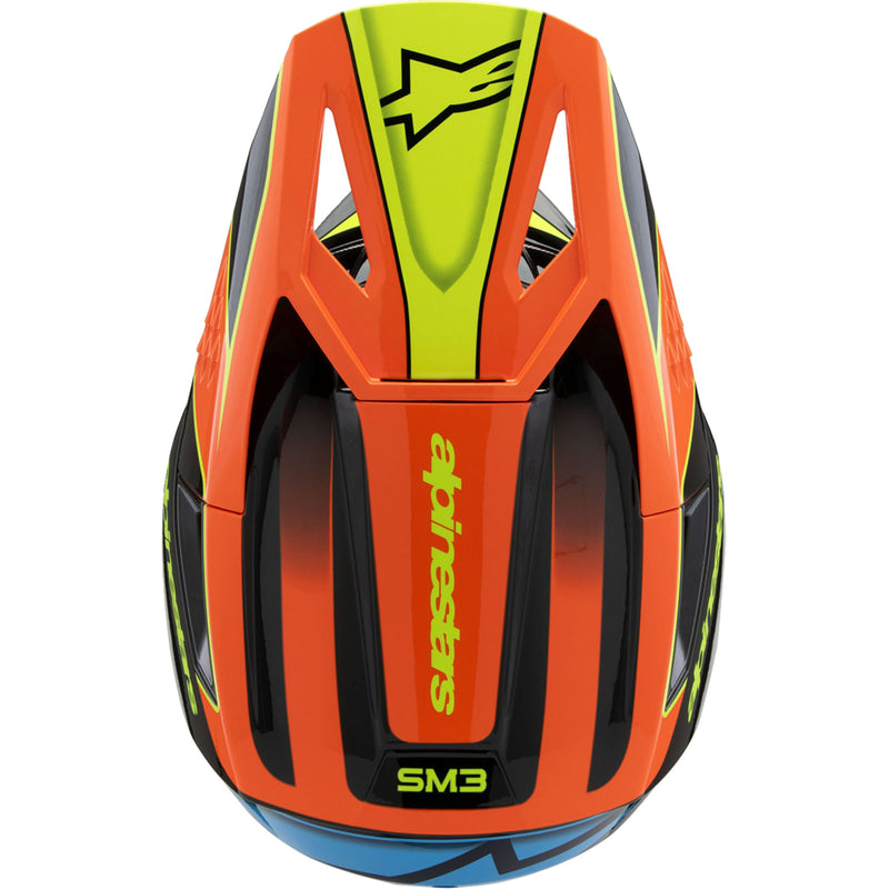 ALPINESTARS Youth SM3 Fray Helmet - Gloss Black/Orange/Yellow Fluo