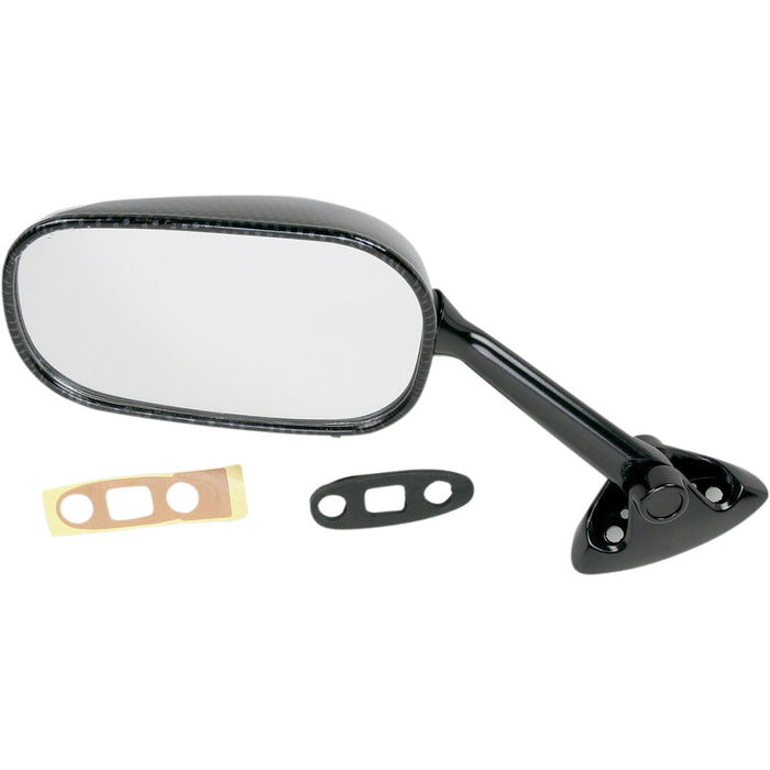EMGO 0640-0166 20-69784 Carbon Fiber Mirror Mirror - Side View - Black/Carbon Fiber - Rectangle - Left - Suzuki