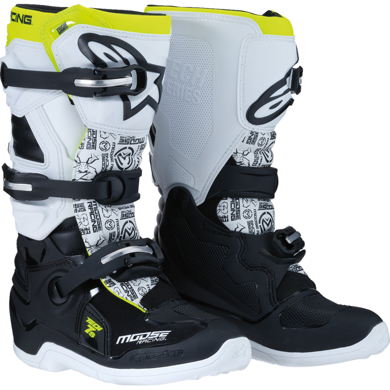 MOOSE OFFROAD Youth Tech 7S Boots Black/White/Yellow - US
