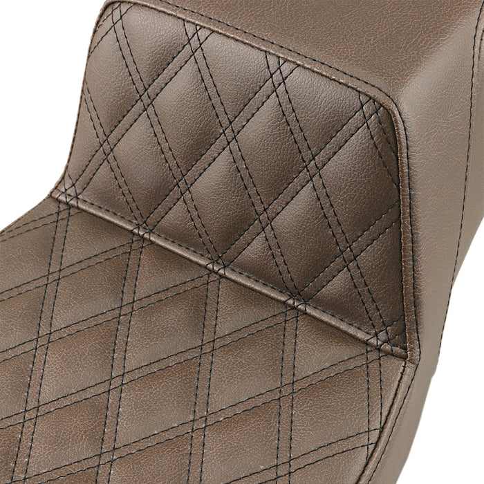 SADDLEMEN 0801-1097 897-06-172BR Step-Up Seat — Front Lattice Stitch - Brown