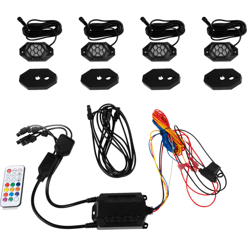 MOOSE OFFROAD 2040-3427 100-3614-PU Rock Lights Rock Light Kit - RGB - 4 Pods