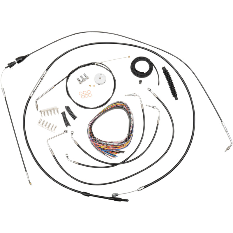 LA Choppers Complete Black Vinyl Braided Handlebar Cable Brake Line Kit 15"-17" Handlebars - LA-8006KT2A-16B For Harley Touring 1996-2006