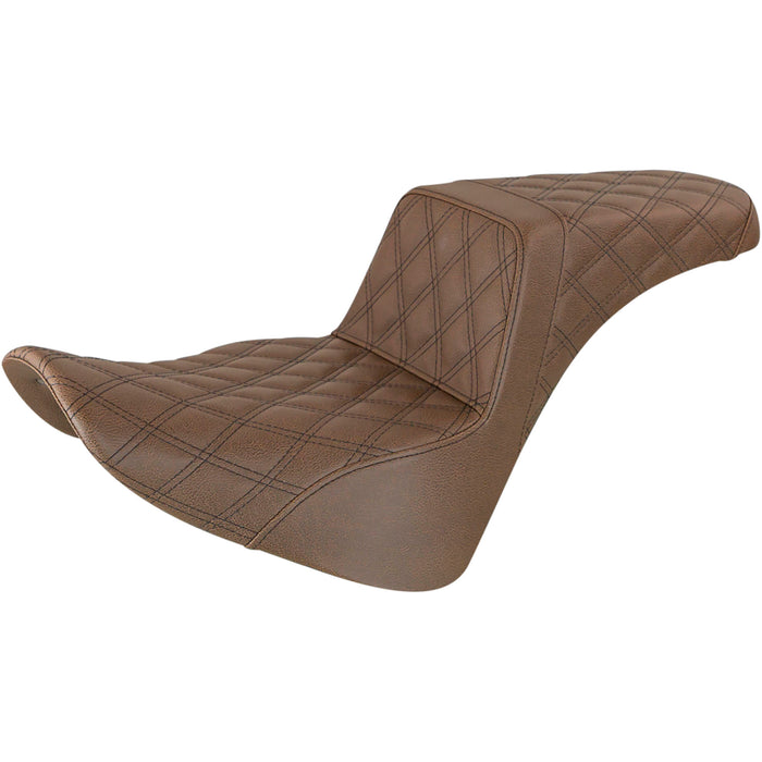 SADDLEMEN 0802-1405 818-33-175BR Step-Up Seat — Full Lattice Stitch - Brown