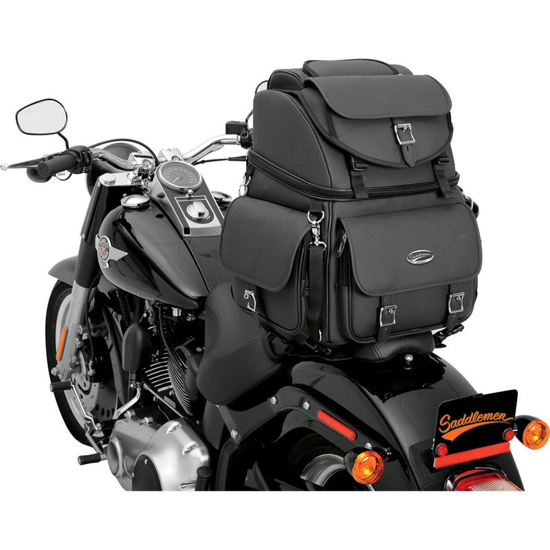 SADDLEMEN 3515-0120 EX000440 BR3400EX Combination Backrest, Backseat, and Sissy Bar Bag Sissy Bar Bag - Black