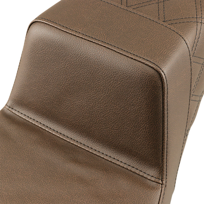 SADDLEMEN 0801-1099 897-06-173BR Step-Up Seat — Rear Lattice Stitch - Brown