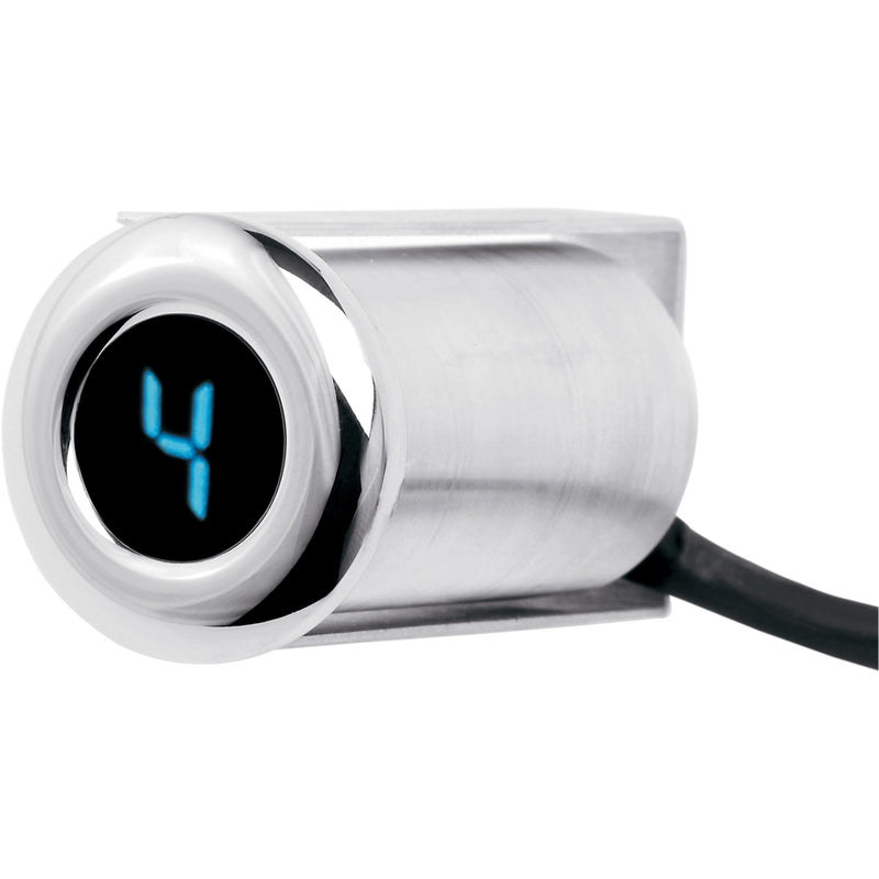 DAKOTA DIGITAL 2212-0175 PGR-1000-F Auto Programming Gear Indicator - Fairing Flush Mount - Chrome - Blue Display