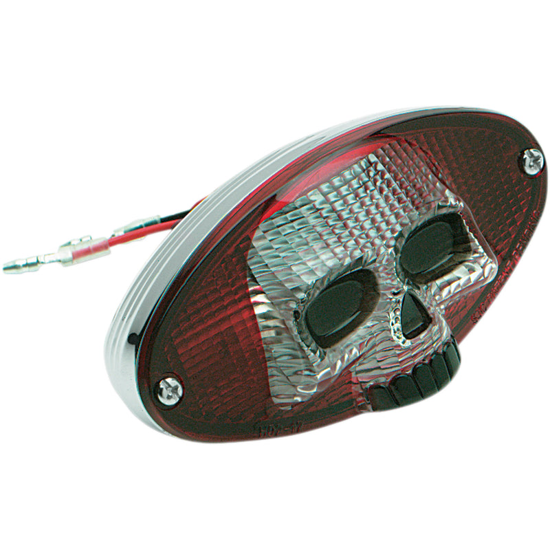 DRAG SPECIALTIES 0902-1242 Red and Clear Skull Taillight Taillight - Red Cat Eye with Skull Face