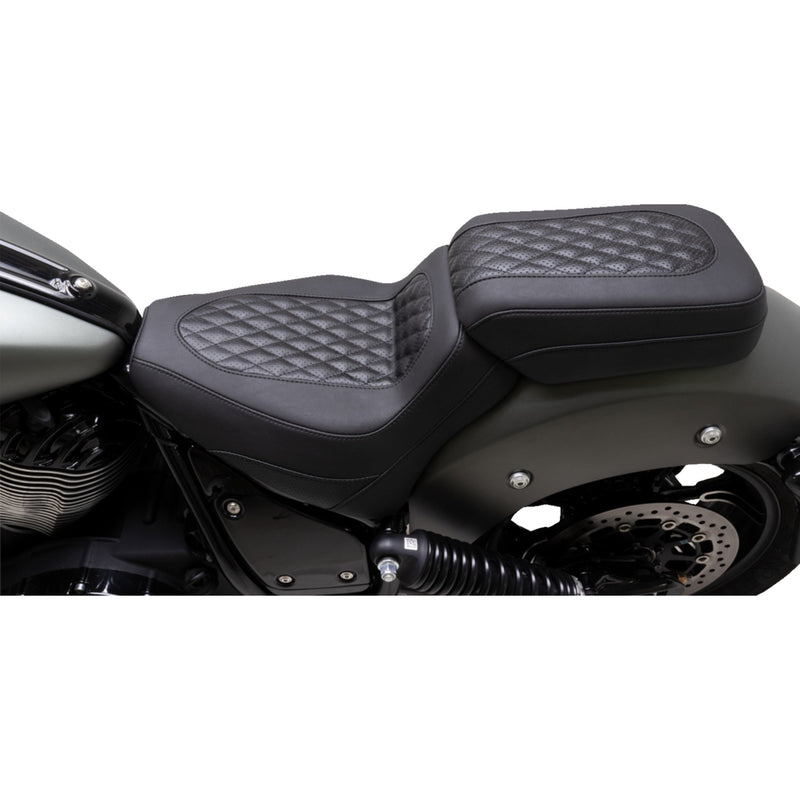 Mustang Squareback Passenger Seat Passenger Black Diamond Stitch - 88202 For Indian 2022-2024