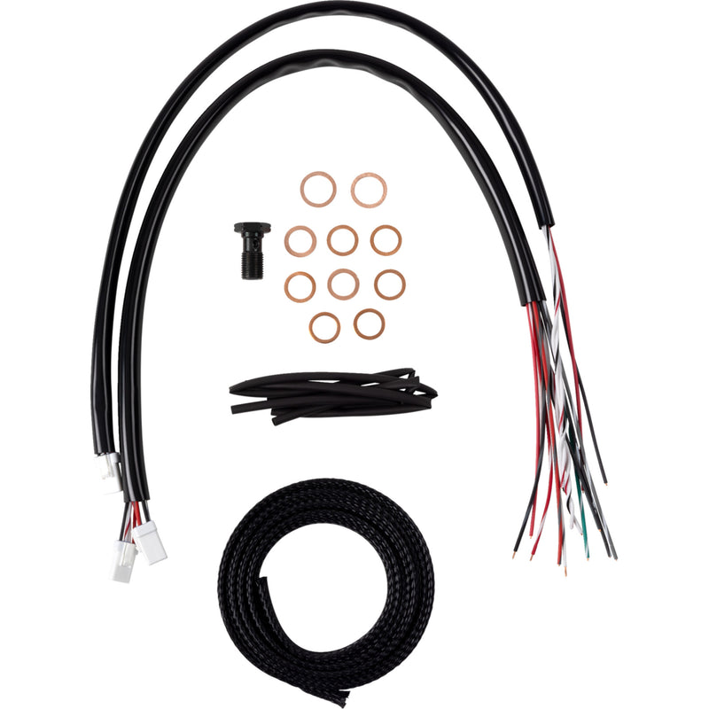 LA Choppers Complete Midnight Braided Handlebar Cable Brake Line Kit — Standard 12"-14" Handlebars - LA-8059KT2-13M For Harley Touring 2023-2026