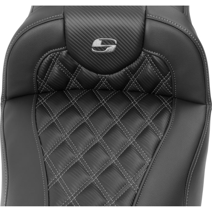 SADDLEMEN 0801-1795 823-07-20702 Roadsofa™ Extended Reach Seat - without Backrest - Lattice Stitch - Dark Gray Stitch - FL/FX 23-24