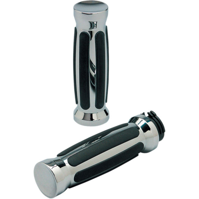 PRO-ONE PERF.MFG. 490000 490000 Custom Straight Rubber Grips Grips - Straight - Rubber - Cable - Chrome