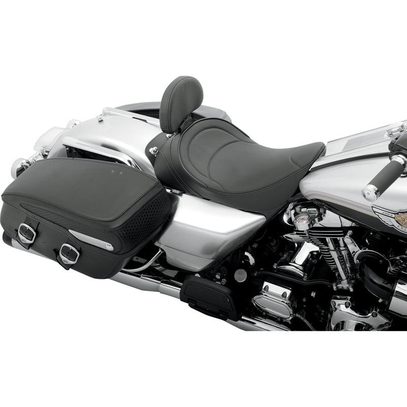 Drag Specialties Backrest Compatible Solo Seat — Mild Stitched Solo Seat Mild Stitched Driver Backrest FLH - 0801-0493 For Harley Touring 1997-2007