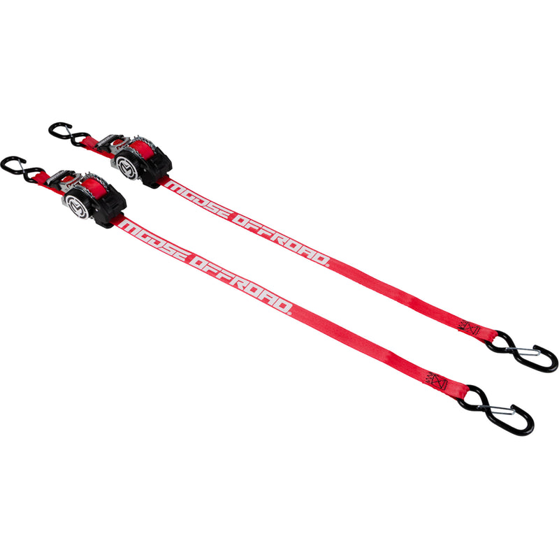 MOOSE OFFROAD 3920-0551 3920-0551 Retractable Ratcheting Tie Down Tie Down - Retractable Ratchet - 1" x 10' - Red