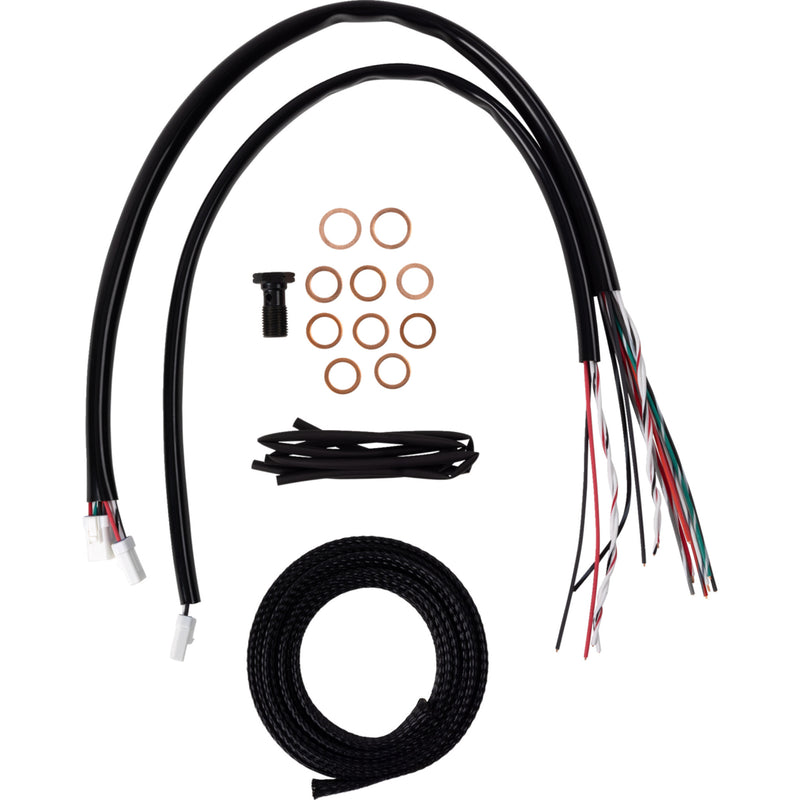 LA Choppers Complete Midnight Braided Handlebar Cable Brake Line Kit — Standard 15"-17" Handlebars - LA-8059KT2-16M For Harley Touring 2023-2026