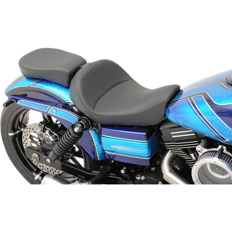 Drag Specialties Solo Seat With EZ Glide II™ Backrest Option Solo Seat Mild Stitched Driver's Backrest - 0803-0555 For Harley Motorcycles 2006-2017