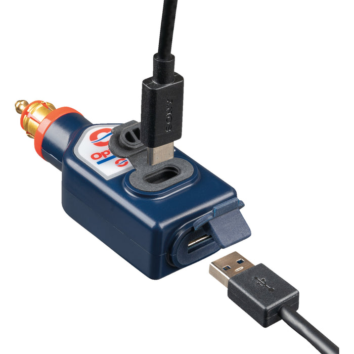 TECMATE 3807-0687 O-119 OptiMate USB O-119 Charger Dual USB Charger - Optimate - 180° BIKE Plug/12V - In-Line