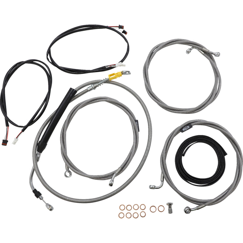 LA Choppers Complete Plug-And-Play Cable Kit 12" 14" Handlebars ABS Stainless - LA-8056KT3-13 For Harley Touring 2021-2022