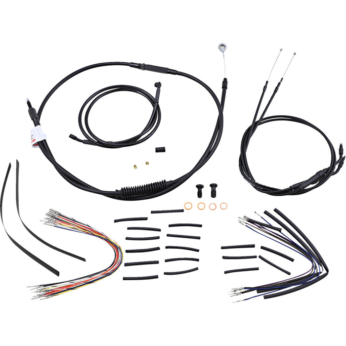 BURLY BRAND 0610-0492 B30-1036 Complete Black Vinyl Handlebar Cable/Line Kit for Ape Hanger Handlebars - 12"