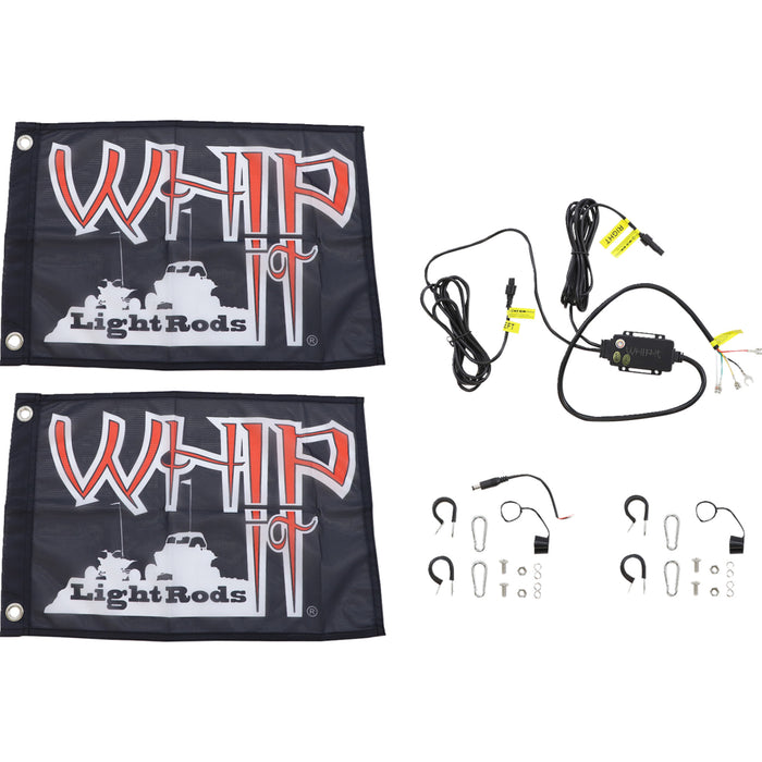 WHIPITLIGHTRODS 2040-2938 SB-CHSBTR-232 Bluetooth Light Rod Chasing 3' Light Rod Whip - Chase - Pair - White