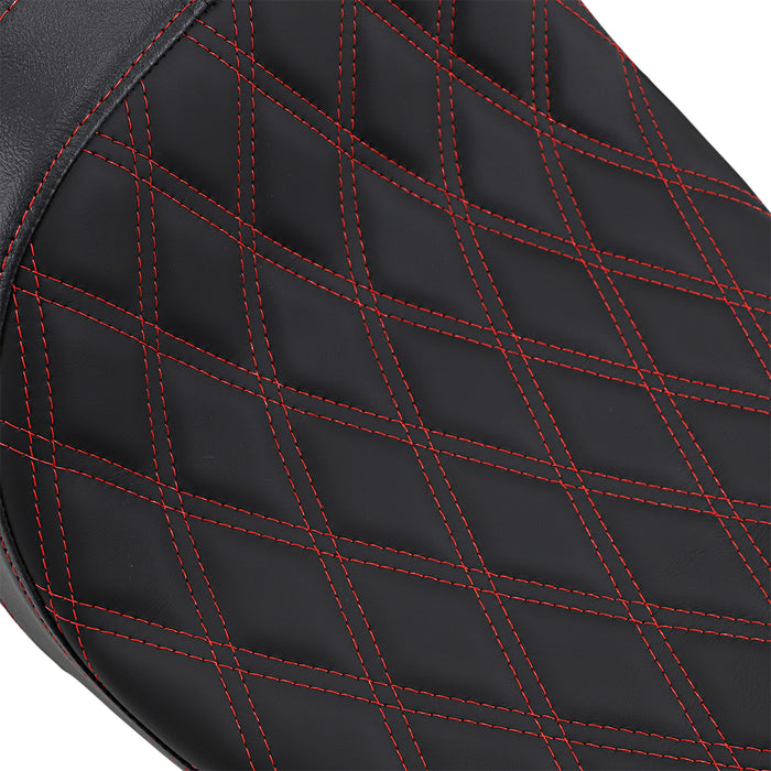 DRAG SPECIALTIES 0801-1272 Predator 2-Up Seat - Double Diamond - Red Stitching - FL '08-'22