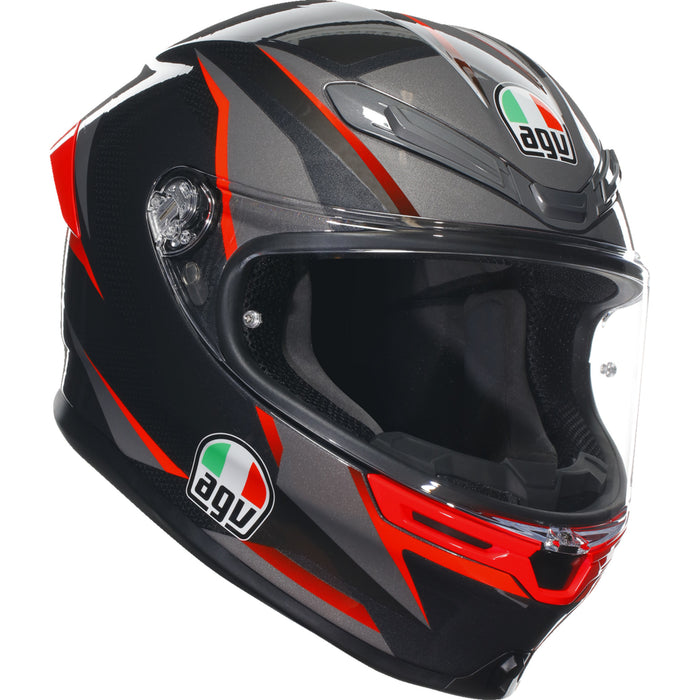 AGV 0101-15624 2118395002014L K6 S Slashcut Helmet K6 S Helmet - Slashcut - Black/Gray/Red - Large