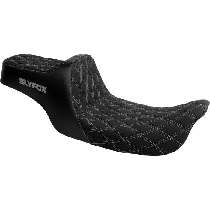 SLYFOX 0801-2149 4702D-SlyFox High Noon Seat double diamond - silver logo - silver stitch - flh/flt '97-'07